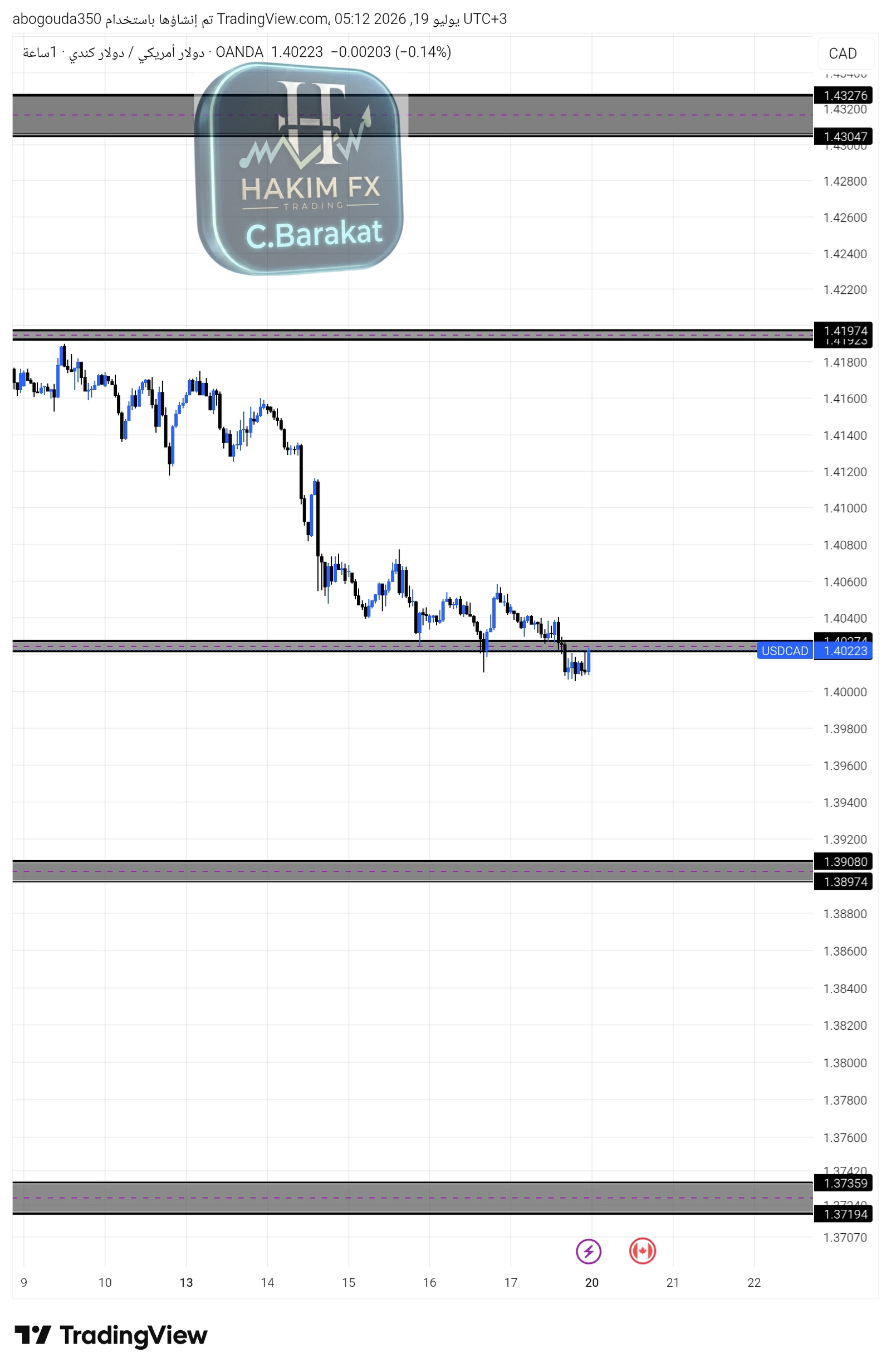 شارت ⭐️ المناطق الفولاذية ⭐️  ⚠️دولار امريكي / دولار كندي USDCAD 🇺🇸🇨🇦💱