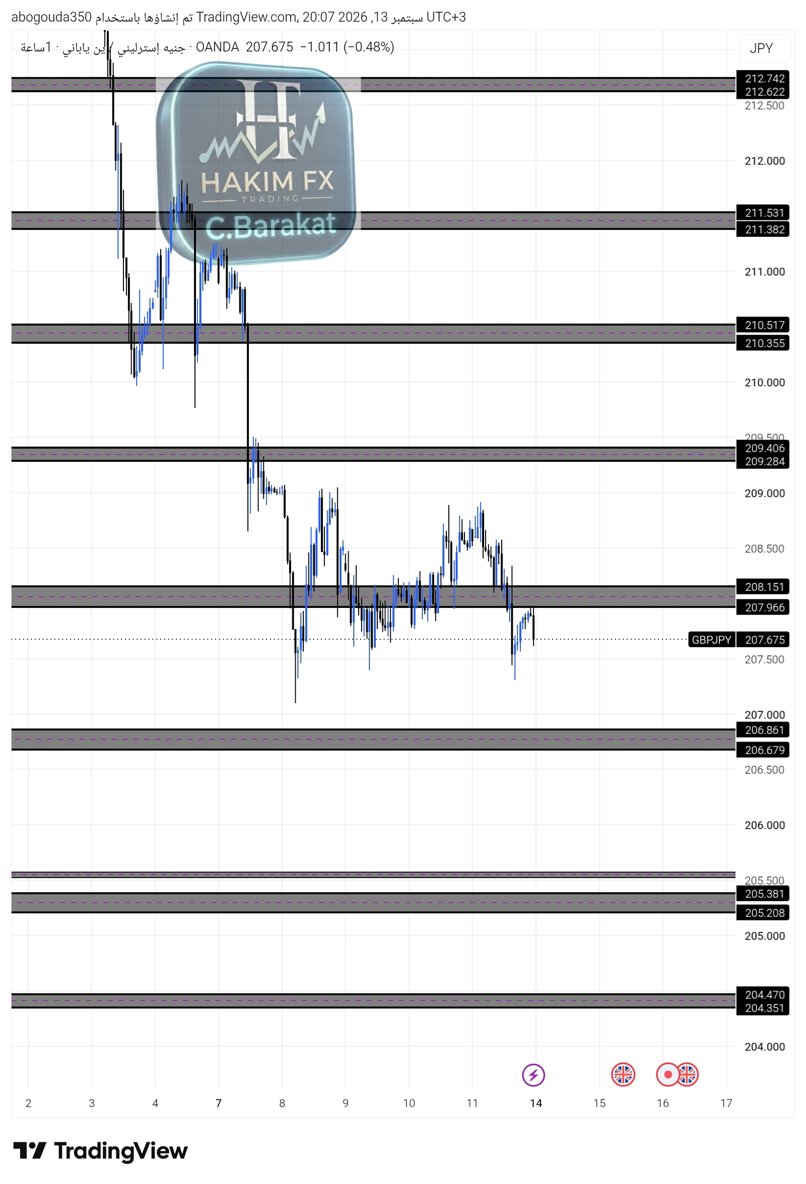 شارت ⭐️ المناطق الفولاذية ⭐️  ⚠️ المجنون GBPJPY
